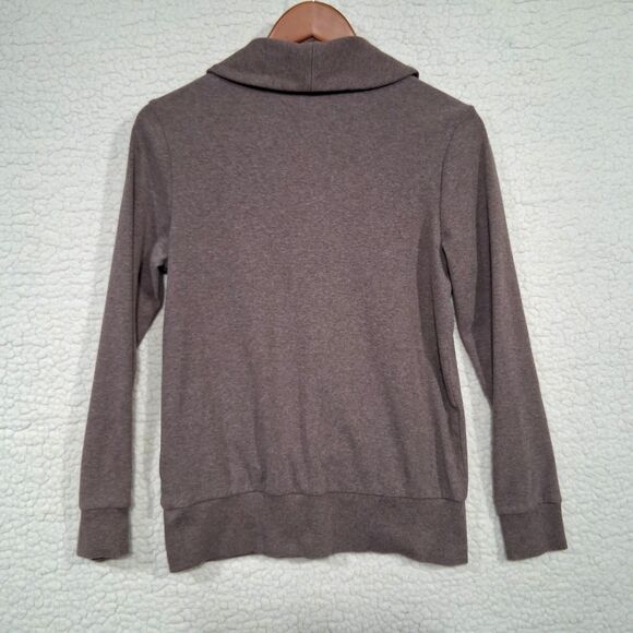 Banana Republic Womens Size S Shawl Neck Brown 2 Button Sweater Kangaroo Pocket - Picture 2 of 13